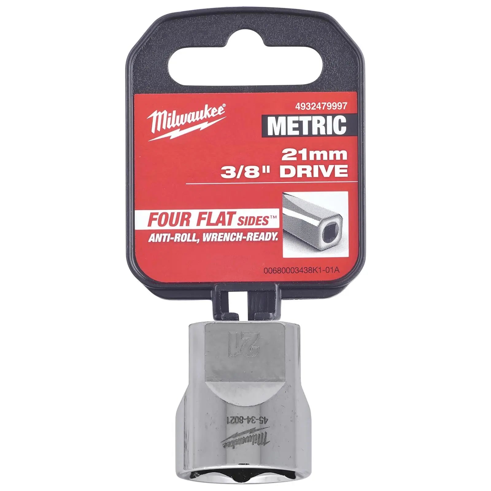 Milwaukee Chrome Socket 3/8" Drive Four Flat Sides Metric Standard 6-24mm Individual White Rose Tools