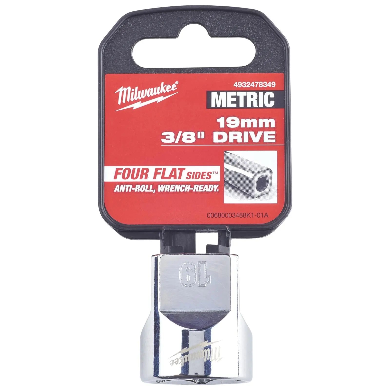 Milwaukee Chrome Socket 3/8" Drive Four Flat Sides Metric Standard 6-24mm Individual White Rose Tools