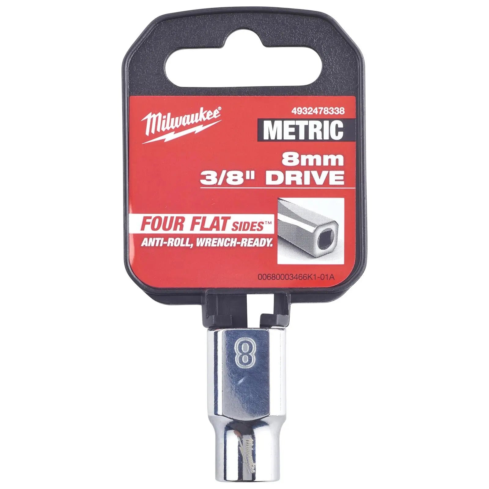 Milwaukee Chrome Socket 3/8" Drive Four Flat Sides Metric Standard 6-24mm Individual White Rose Tools