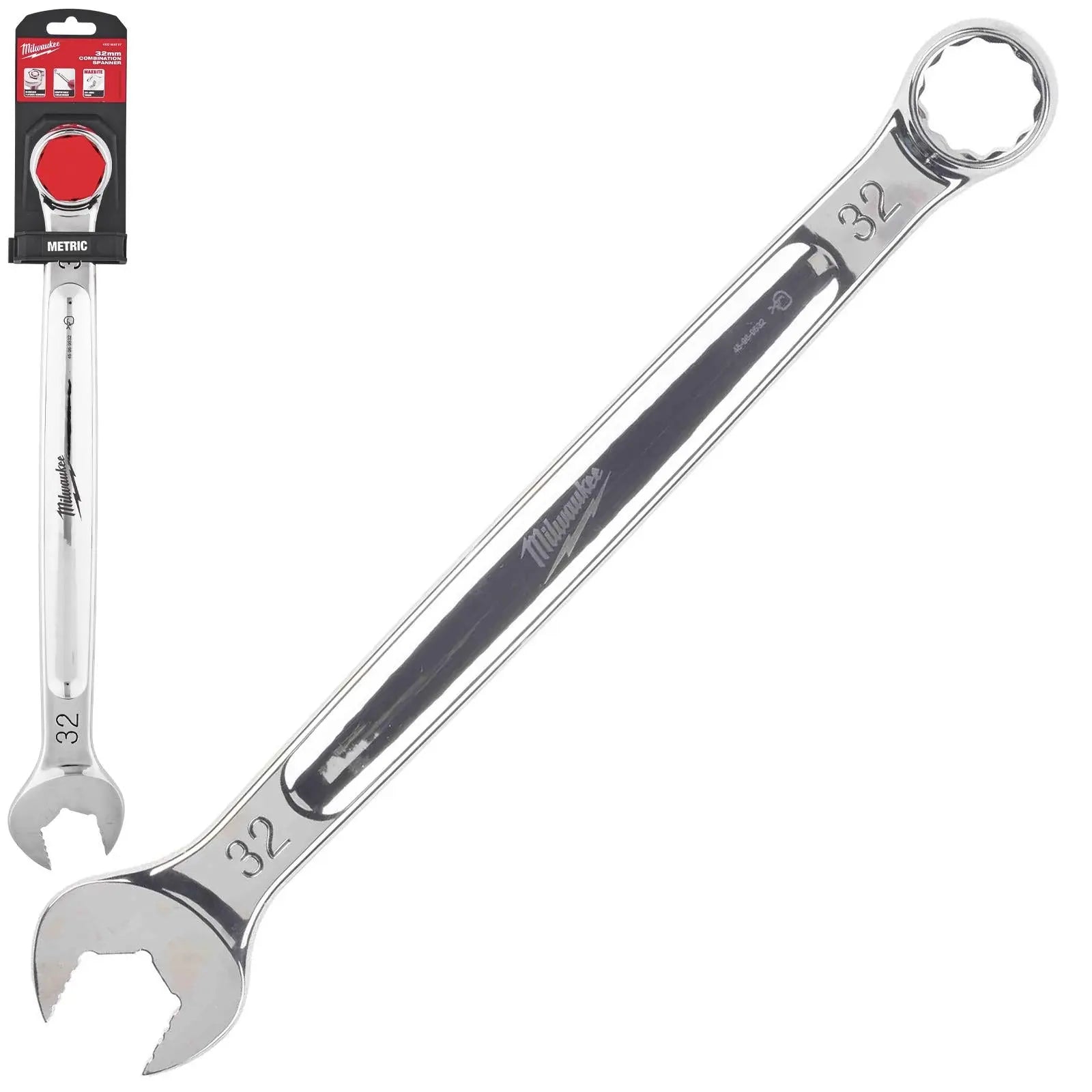 Milwaukee Combination Spanner MAX BITE Open End Ring Spanners - Choose Size White Rose Tools