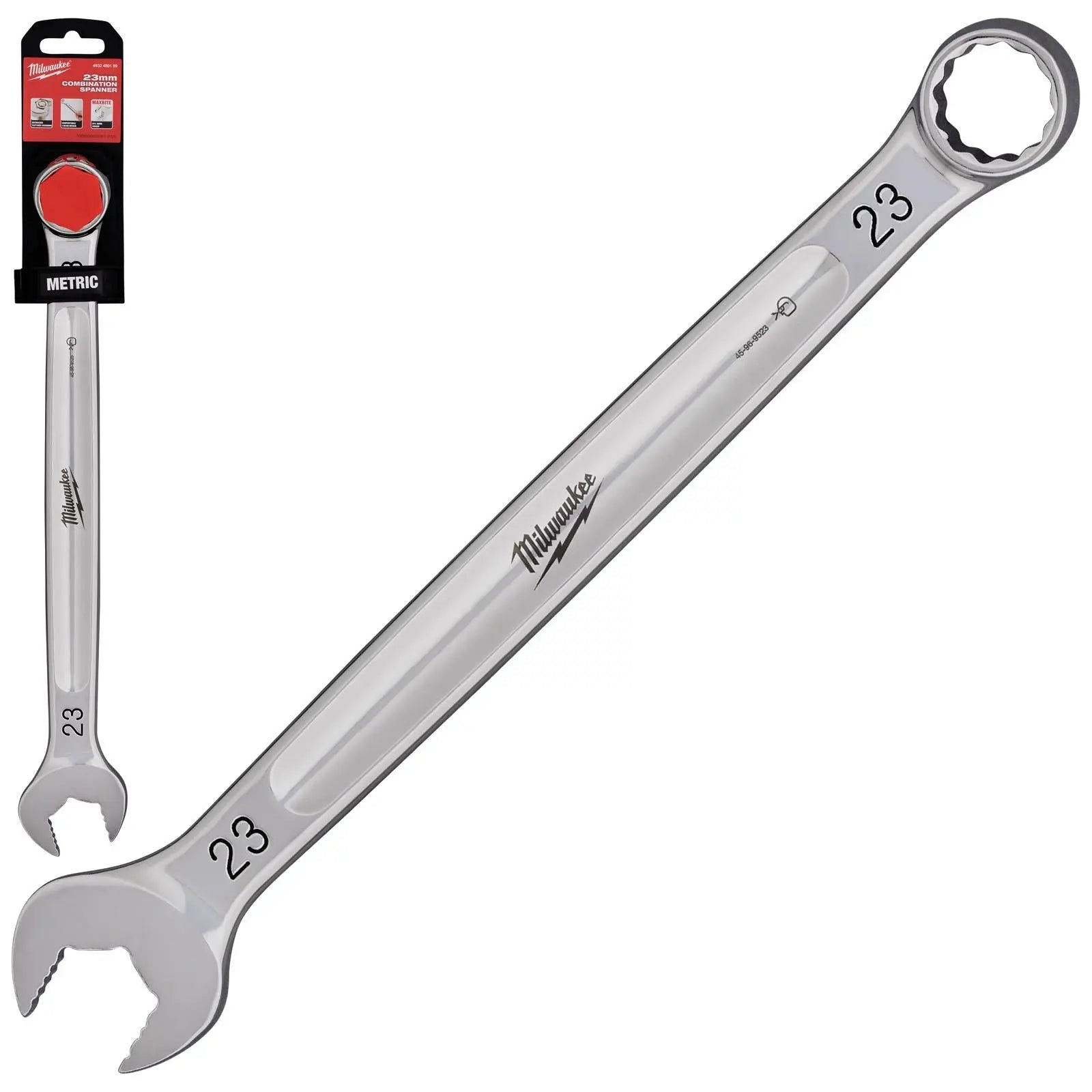 Milwaukee Combination Spanner MAX BITE Open End Ring Spanners - Choose Size White Rose Tools
