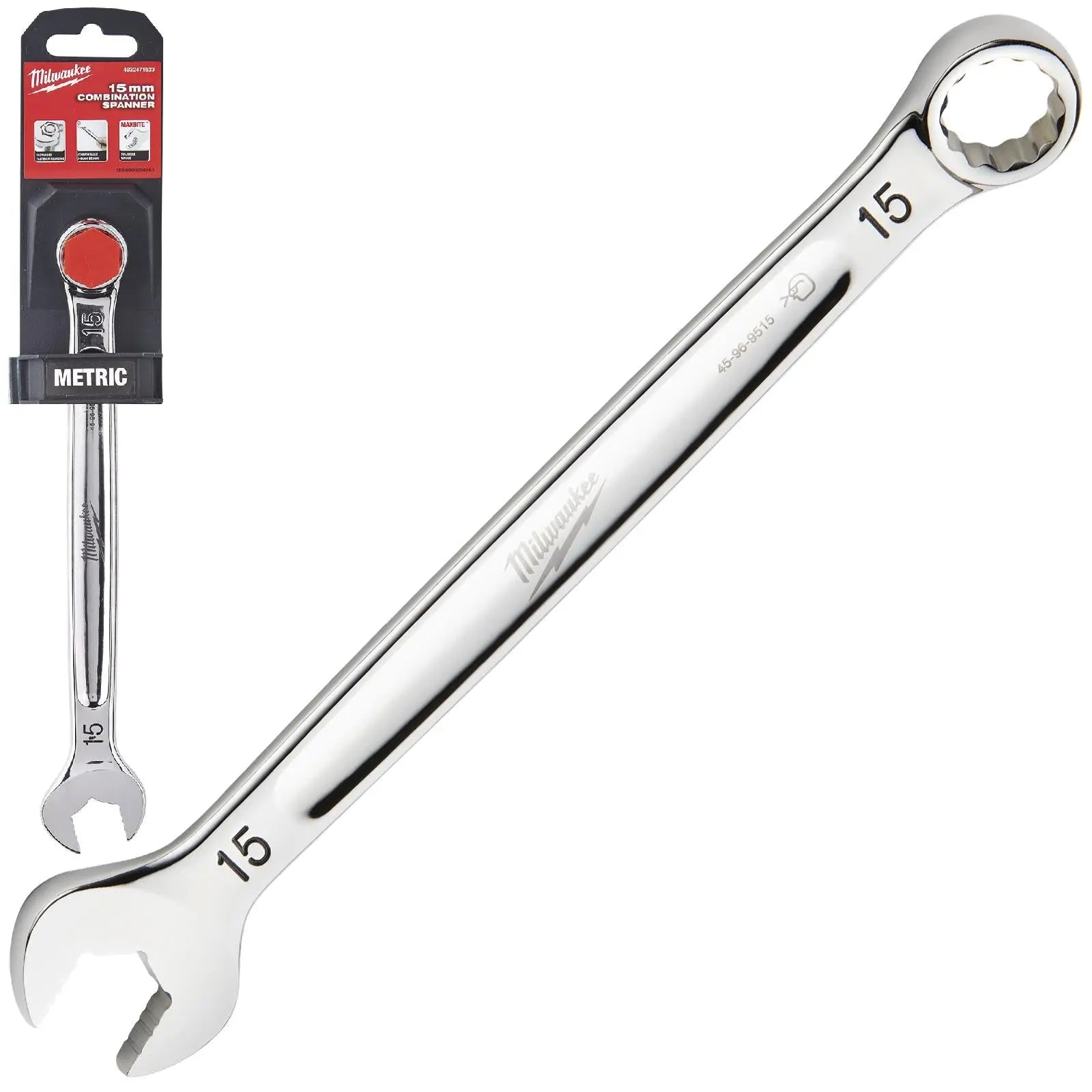 Milwaukee Combination Spanner MAX BITE Open End Ring Spanners - Choose Size White Rose Tools