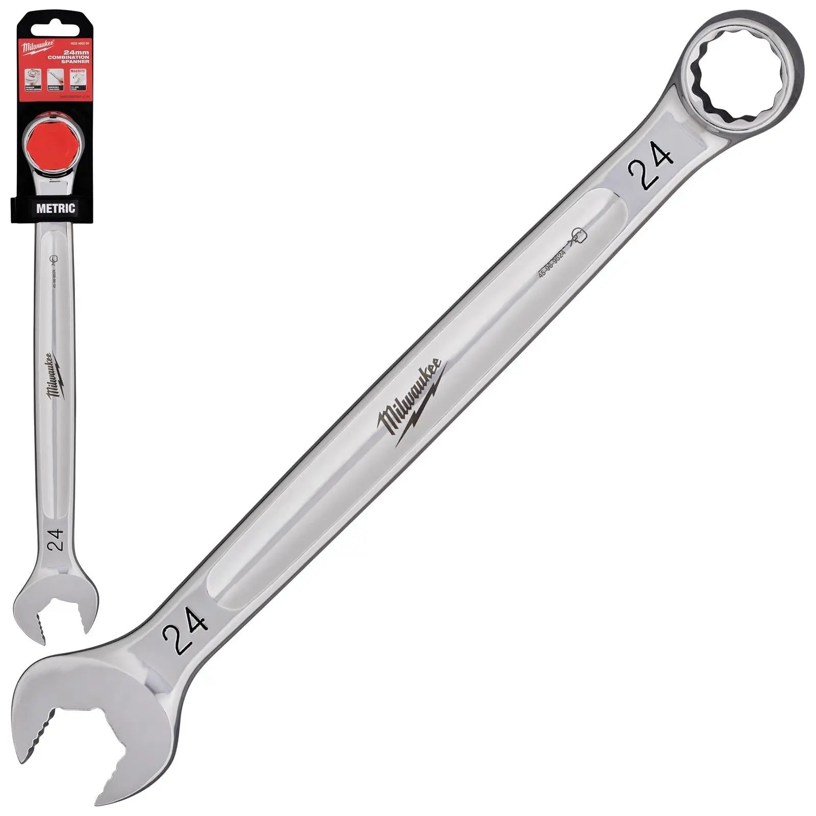 Milwaukee Combination Spanner MAX BITE Open End Ring Spanners - Choose Size White Rose Tools