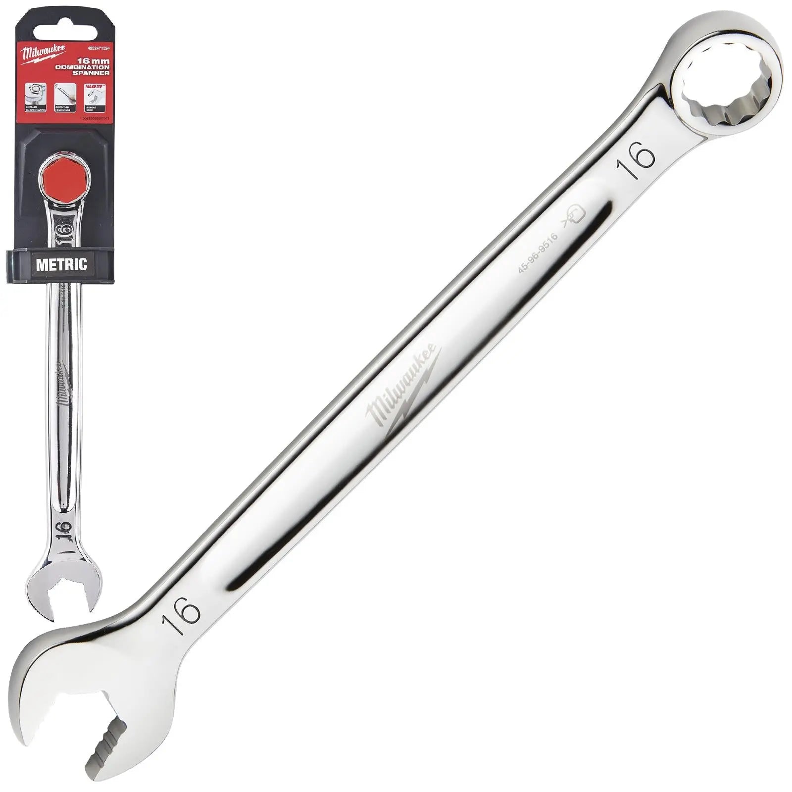 Milwaukee Combination Spanner MAX BITE Open End Ring Spanners - Choose Size White Rose Tools