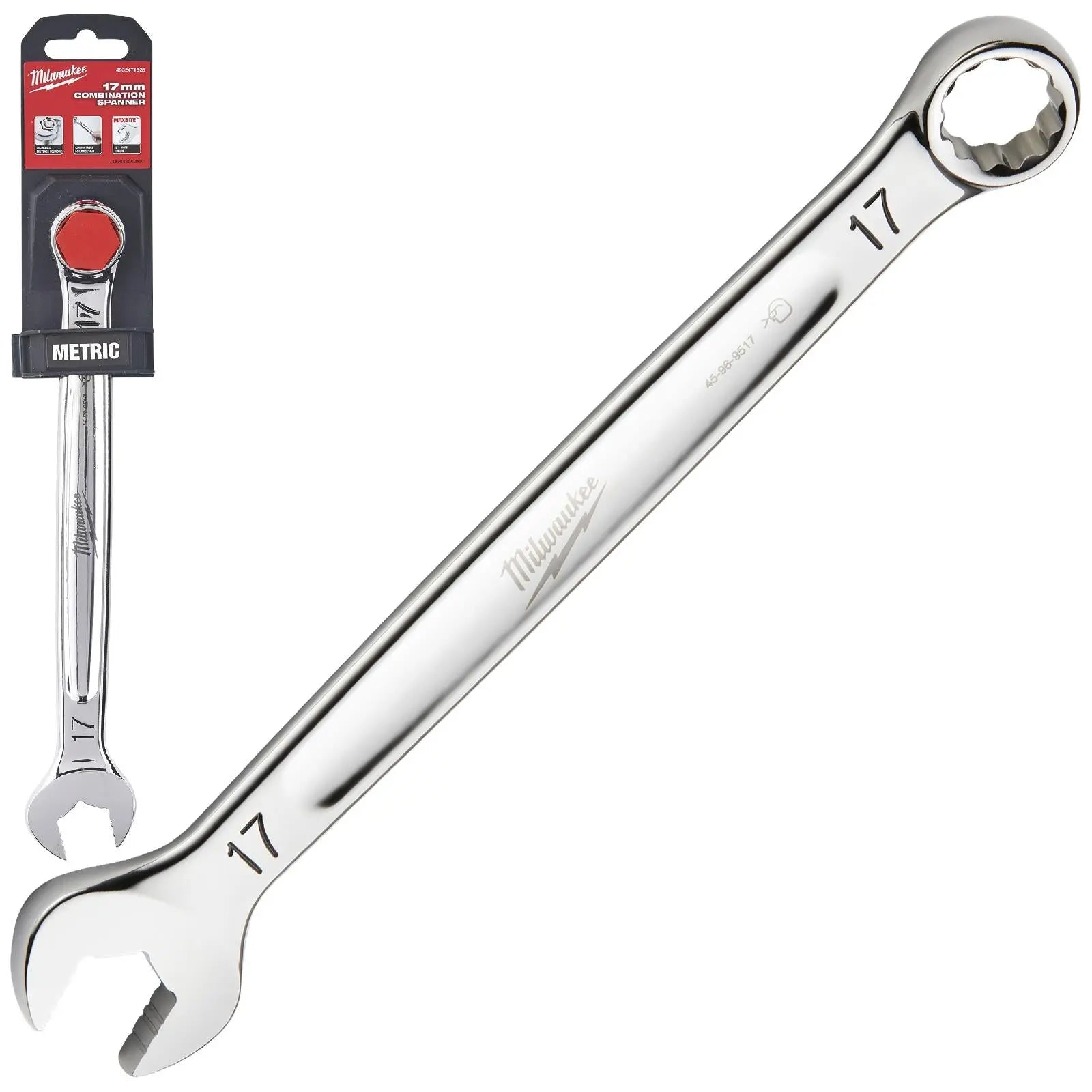 Milwaukee Combination Spanner MAX BITE Open End Ring Spanners - Choose Size White Rose Tools