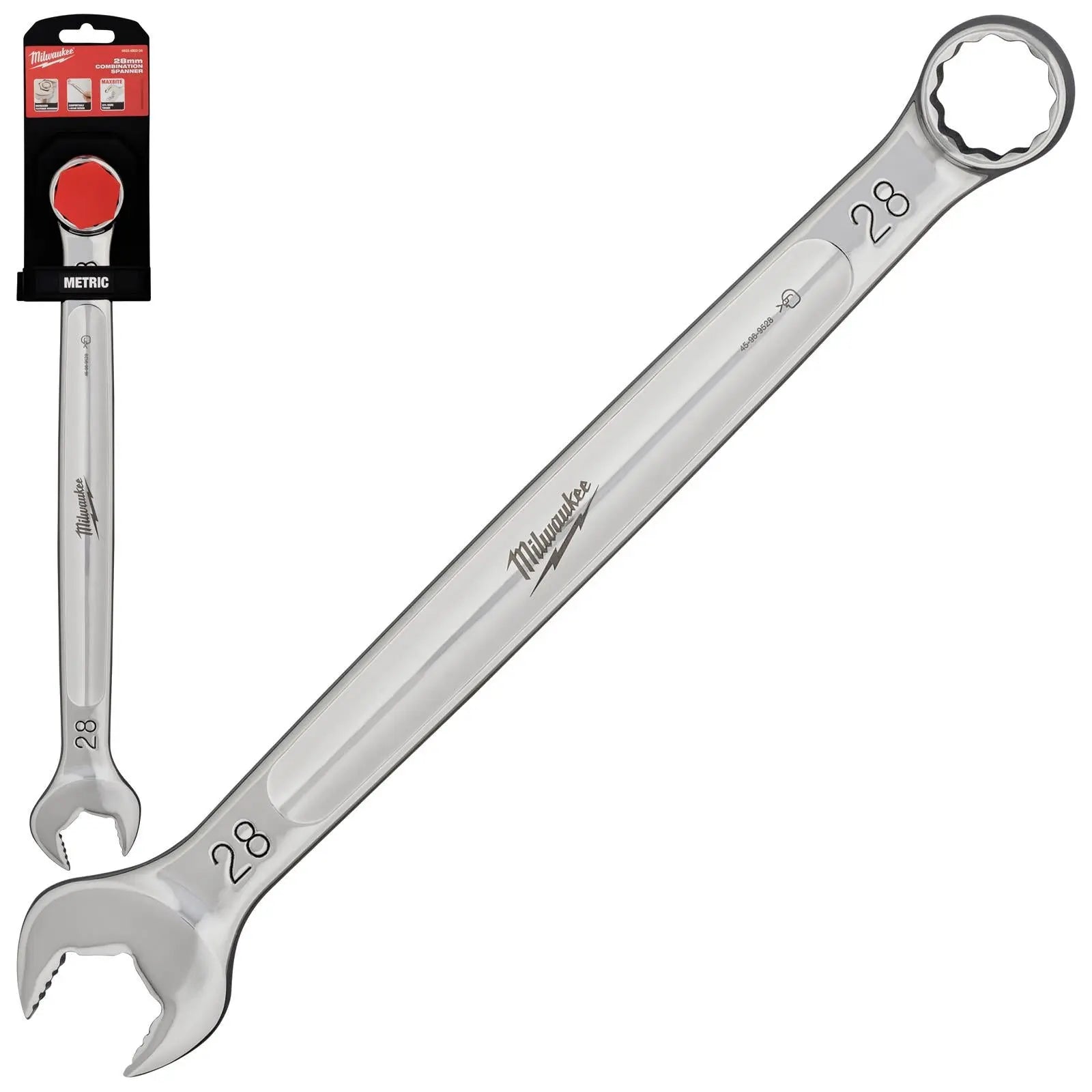 Milwaukee Combination Spanner MAX BITE Open End Ring Spanners - Choose Size White Rose Tools