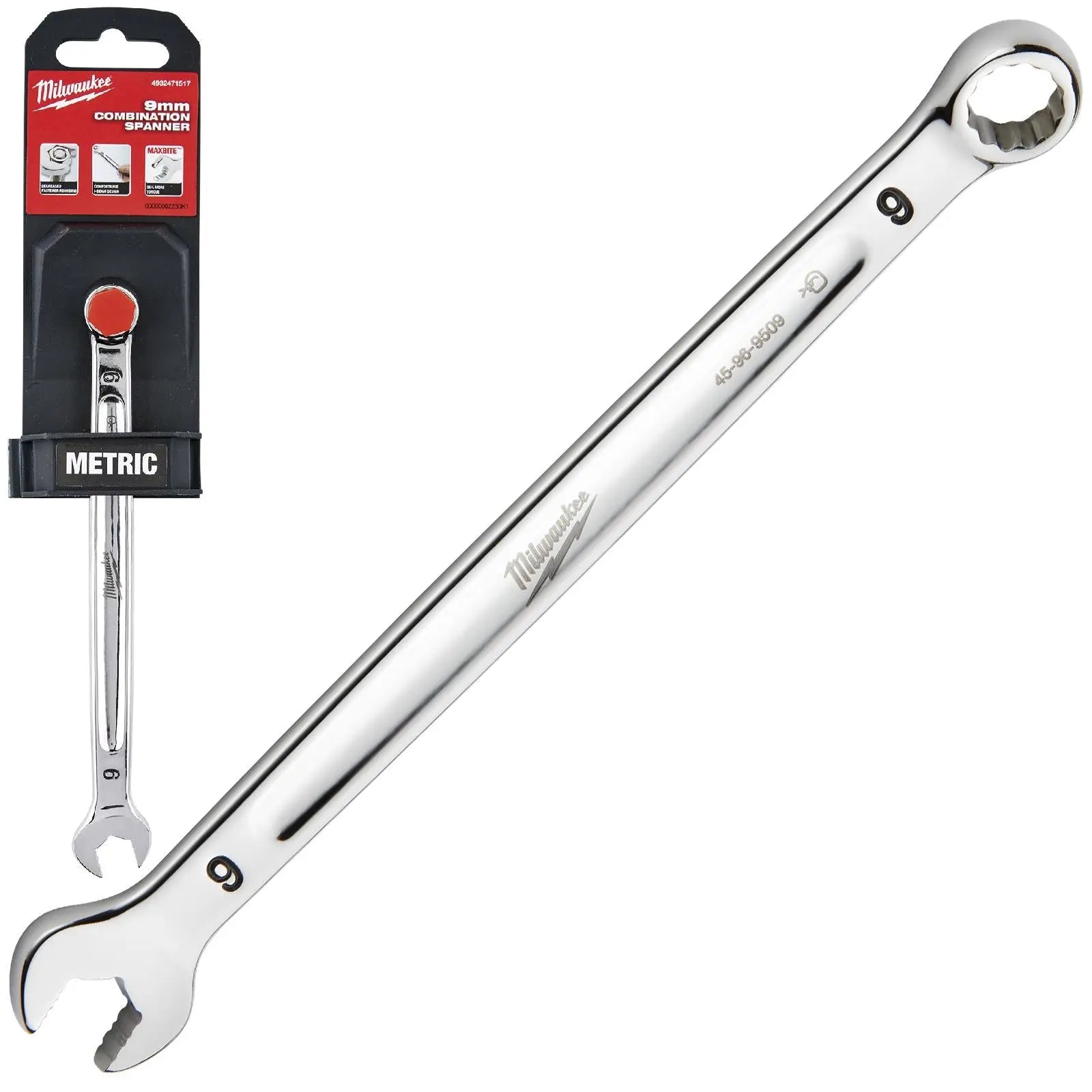Milwaukee Combination Spanner MAX BITE Open End Ring Spanners - Choose Size White Rose Tools