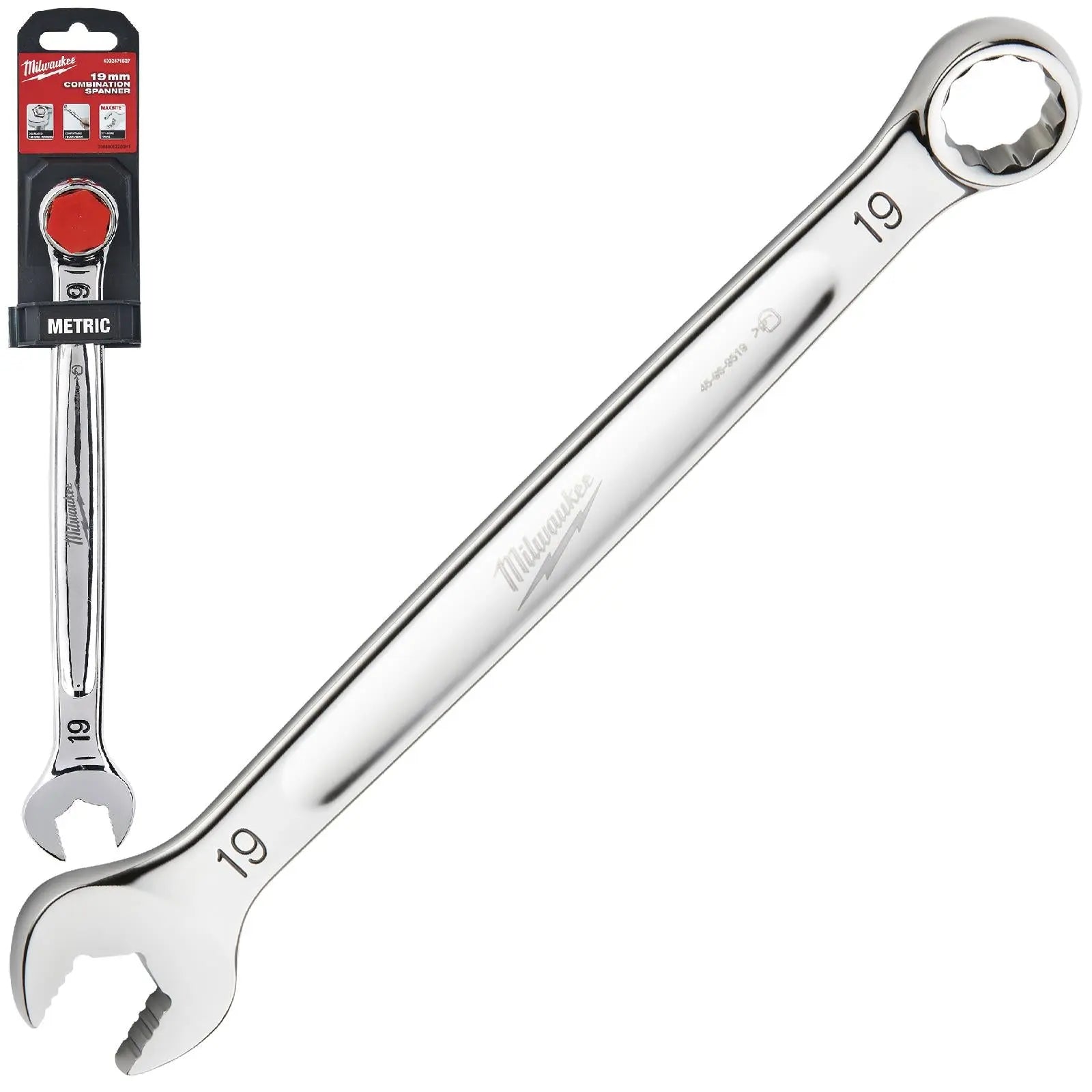 Milwaukee Combination Spanner MAX BITE Open End Ring Spanners - Choose Size White Rose Tools