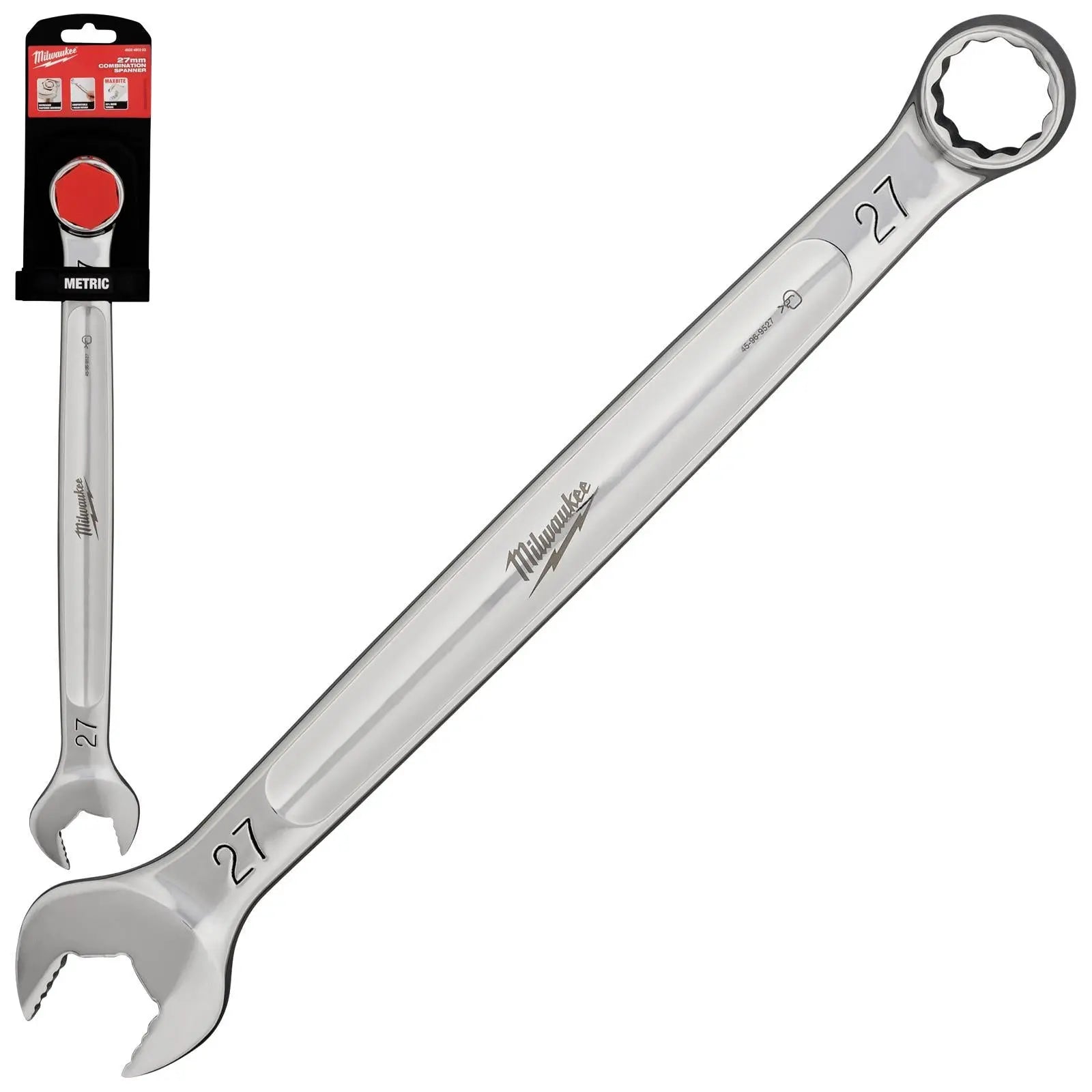 Milwaukee Combination Spanner MAX BITE Open End Ring Spanners - Choose Size White Rose Tools