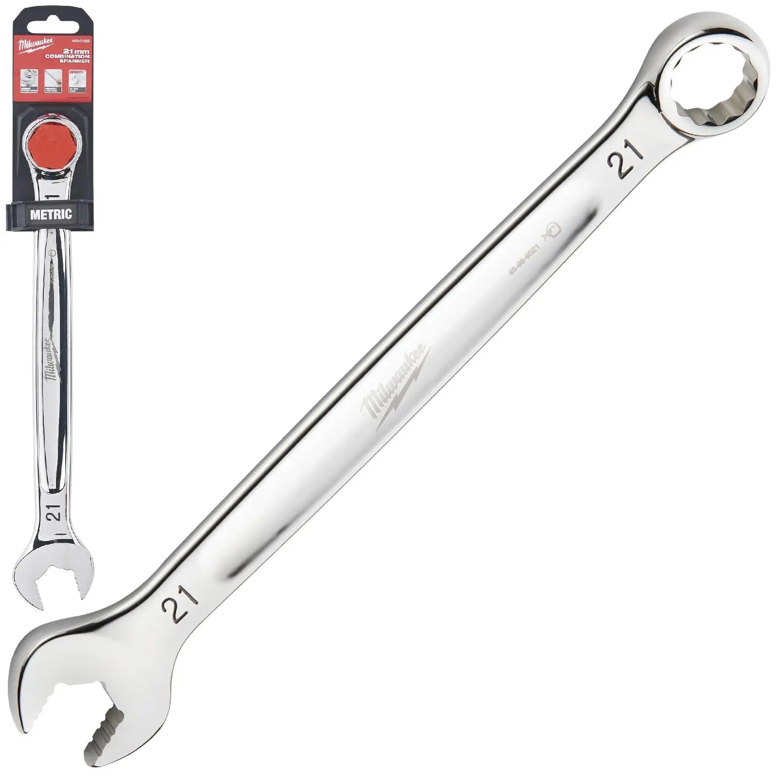 Milwaukee Combination Spanner MAX BITE Open End Ring Spanners - Choose Size White Rose Tools