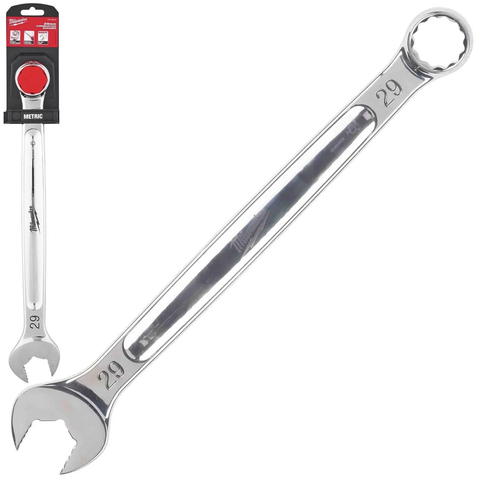 Milwaukee Combination Spanner MAX BITE Open End Ring Spanners - Choose Size White Rose Tools