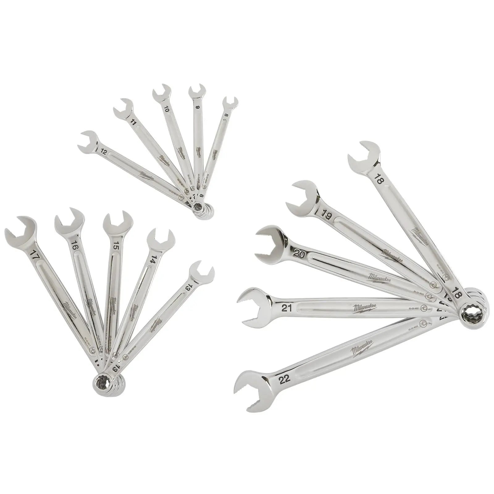 Milwaukee Combination Spanner Set MAX BITE 15 Pieces 8 - 22mm White Rose Tools