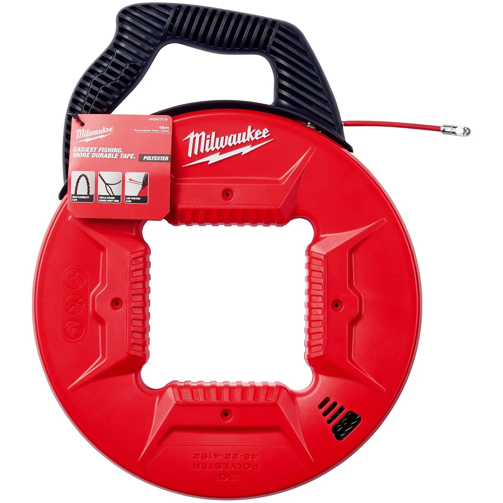Milwaukee Fish Tape Polyester Non-Conductive 15m Cable Management Draw Wire Pulling Electrician