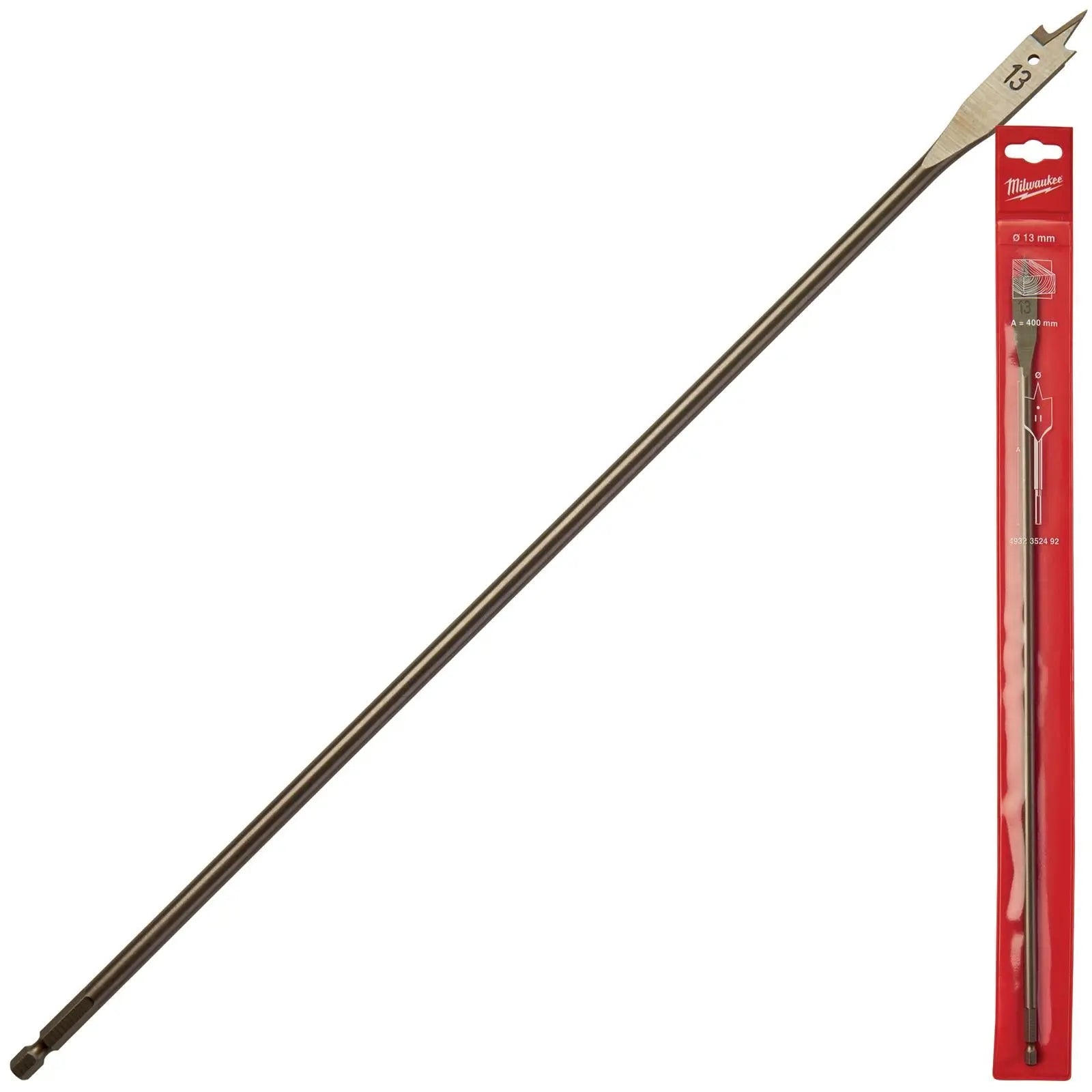 Milwaukee Flat Wood Boring Drill Bits 400mm Length 1/4" Hex Shank