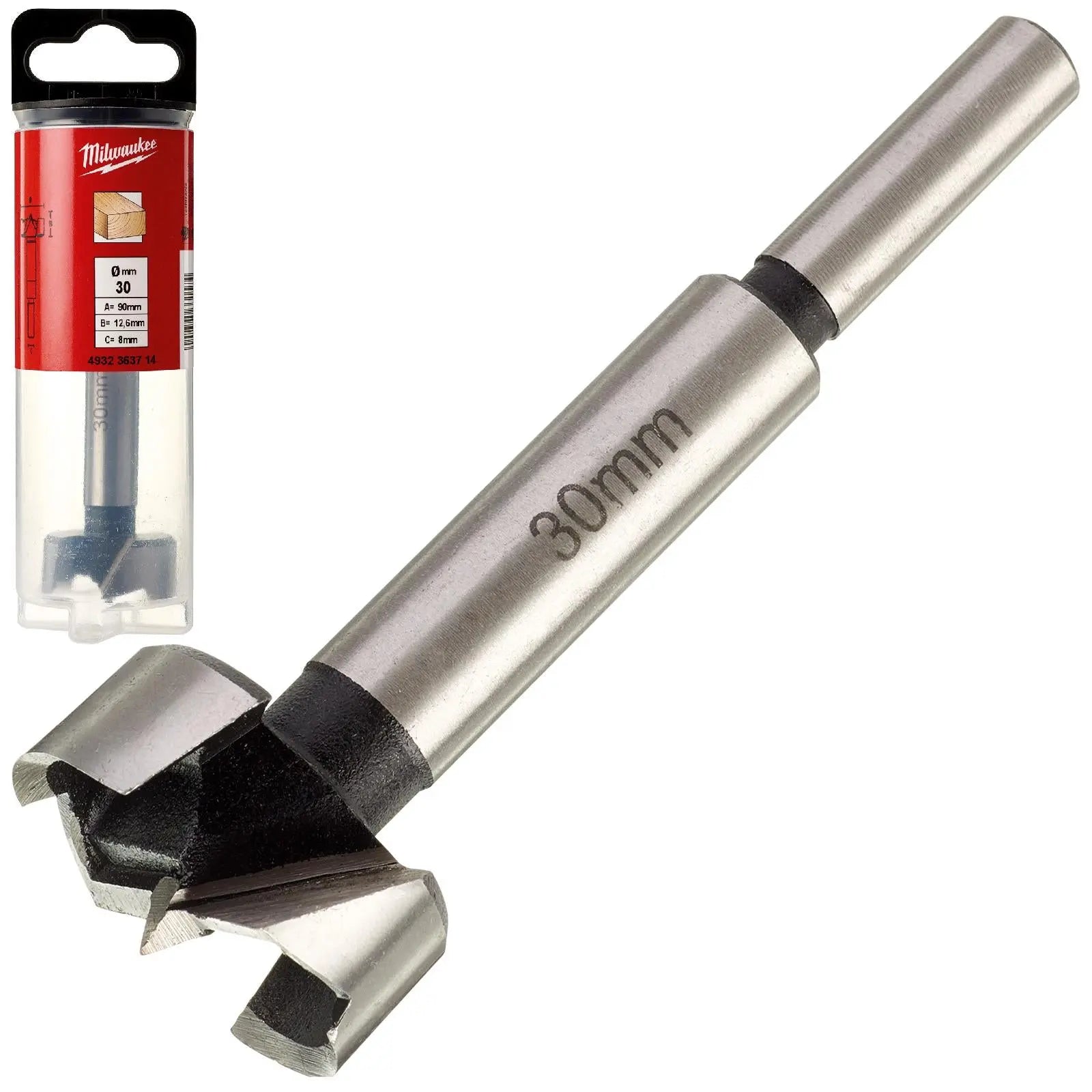 Milwaukee Forstner Wood Drill Bits 9.5mm Round Shank 90mm Long 50mm Working Length