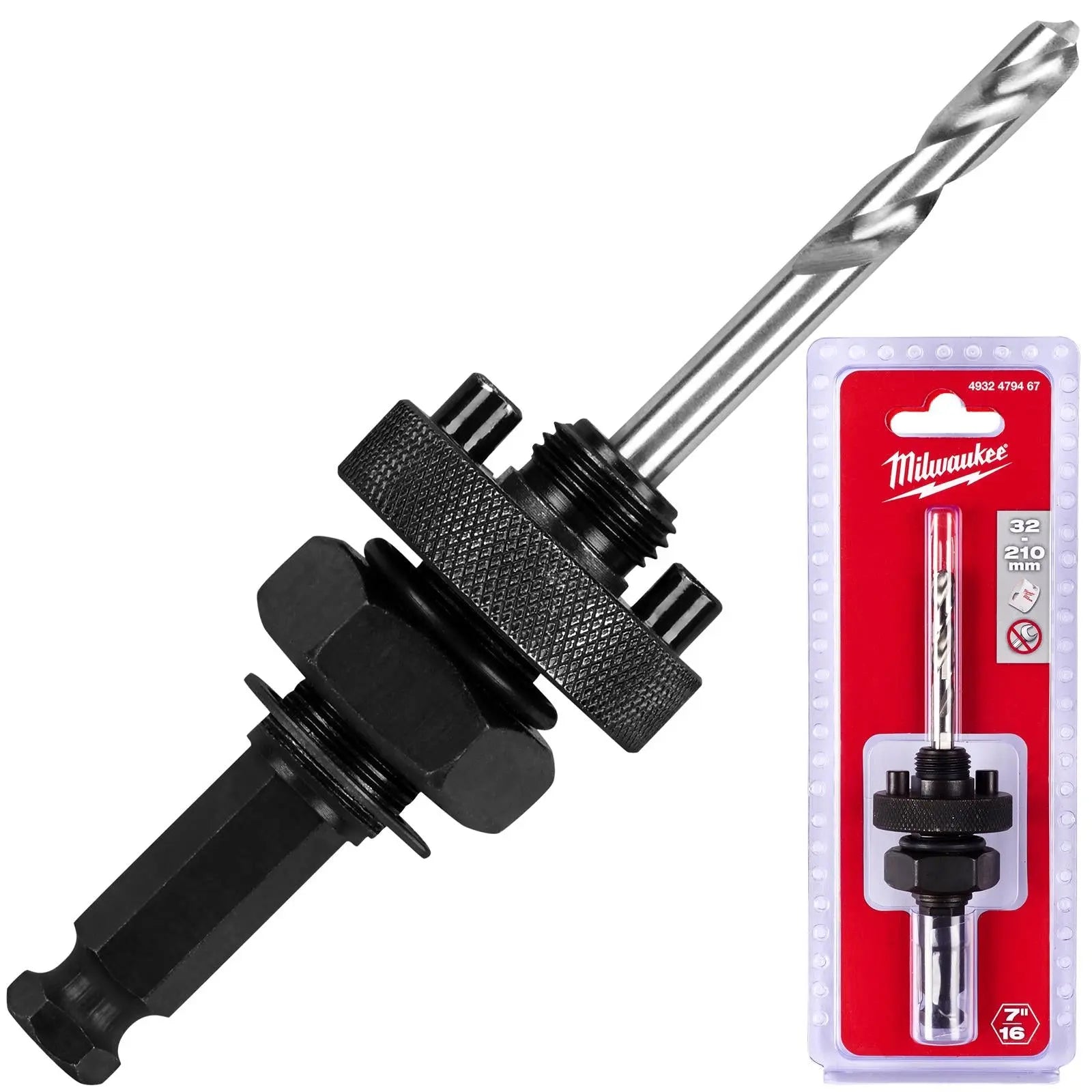 Milwaukee Holesaw Arbor 32-210mm 9.5mm Hex Shank Hole Saw Attachment  White Rose Tools