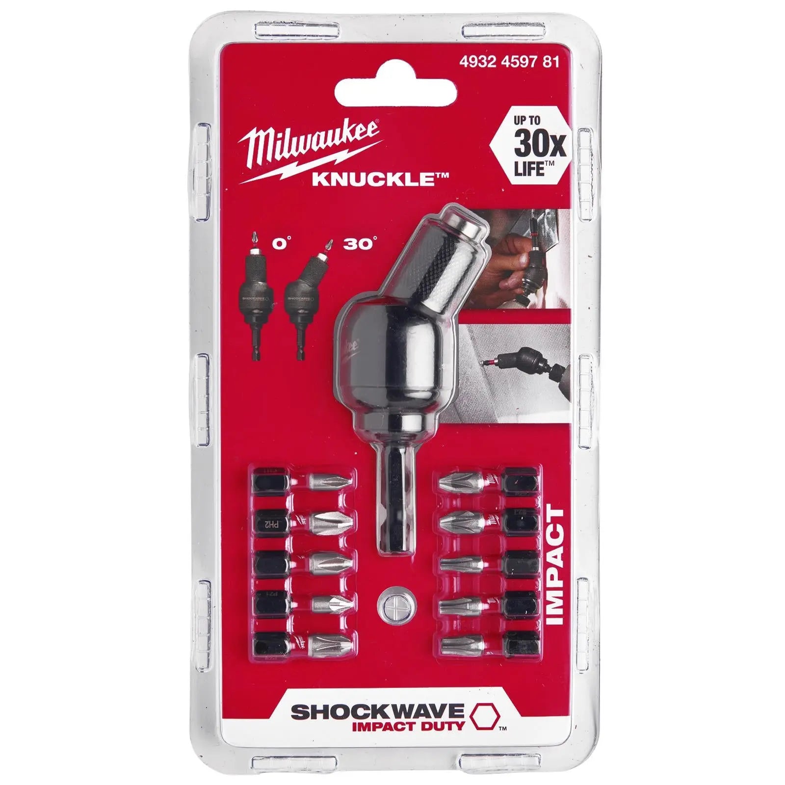 Milwaukee Impact Knuckle Universal Joint Offset Attachment 1/4" Hex 11 Piece SHOCKWAVE