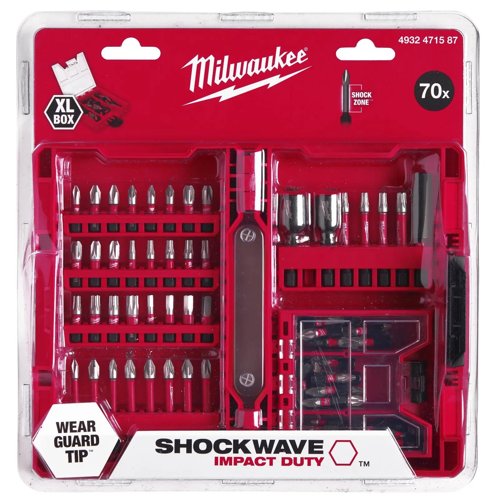 Milwaukee Impact Screwdriver Bit Set 70 Piece SHOCKWAVE Impact Duty in Case