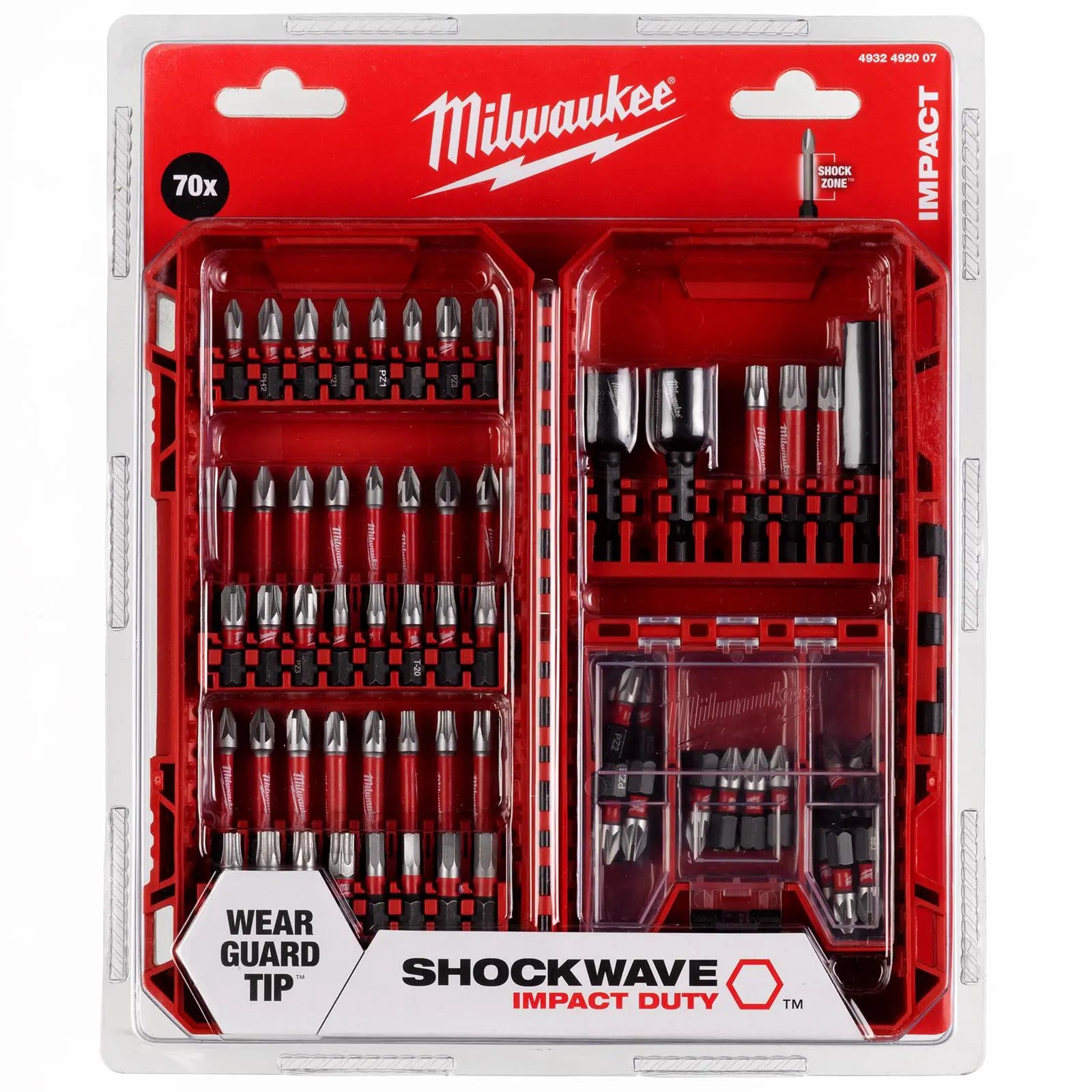 Milwaukee Impact Screwdriver Nut Driver Bit Set SHOCKWAVE Impact Duty 70 Piece White Rose Tools