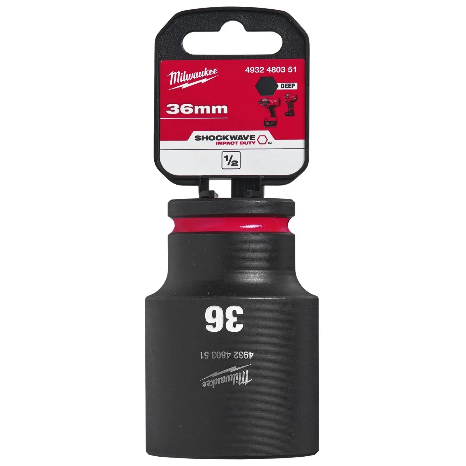 Milwaukee Impact Sockets Deep 1/2" Drive 8-36mm SHOCKWAVE Impact Duty
