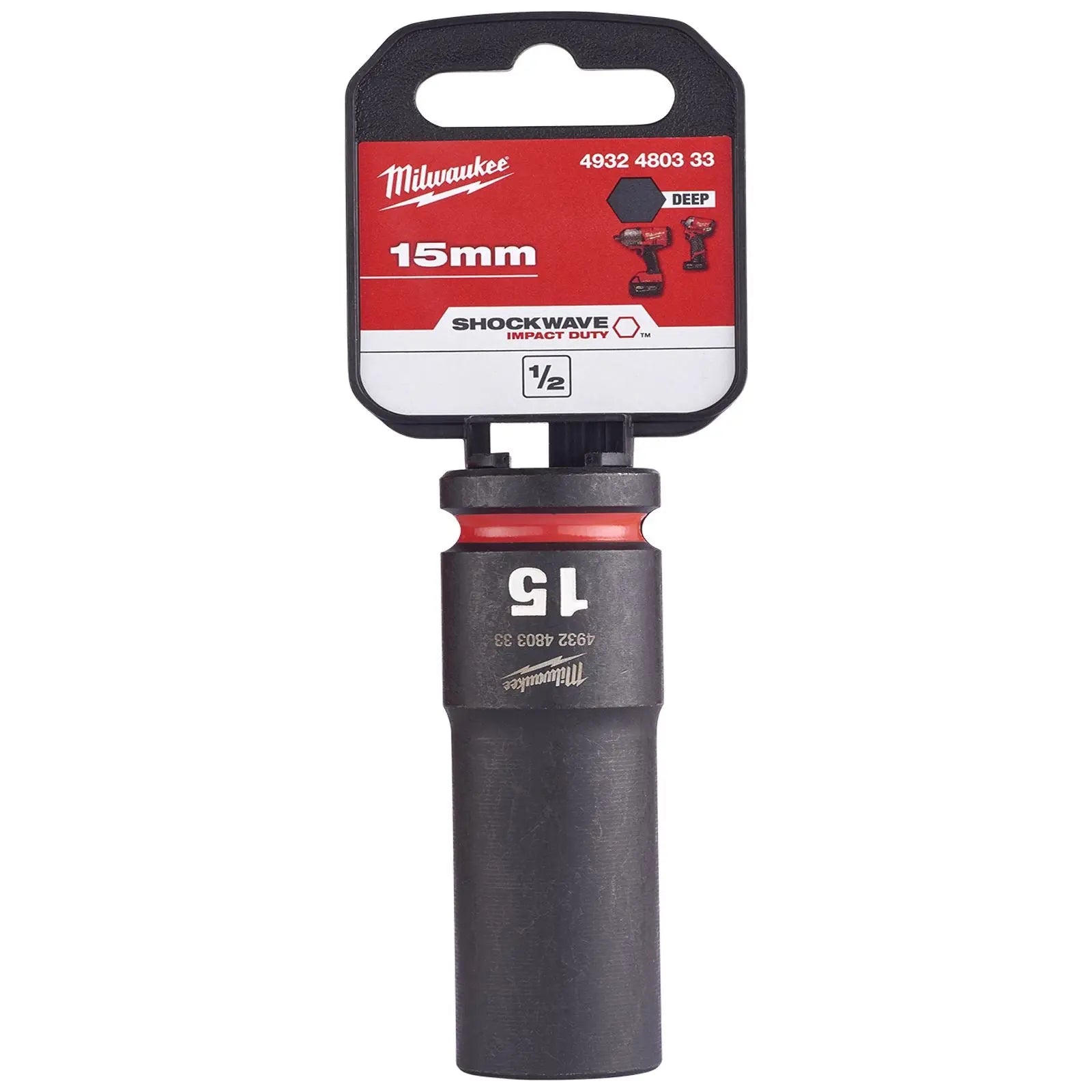 Milwaukee Impact Sockets Deep 1/2" Drive 8-36mm SHOCKWAVE Impact Duty