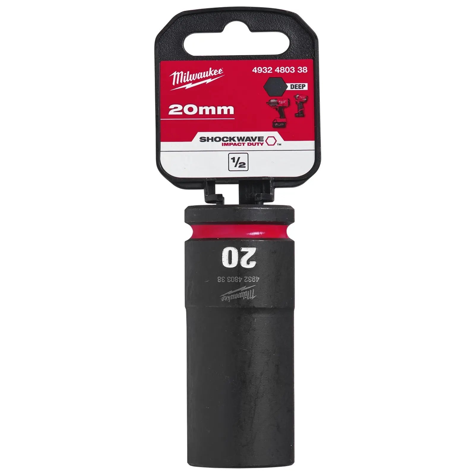 Milwaukee Impact Sockets Deep 1/2" Drive 8-36mm SHOCKWAVE Impact Duty