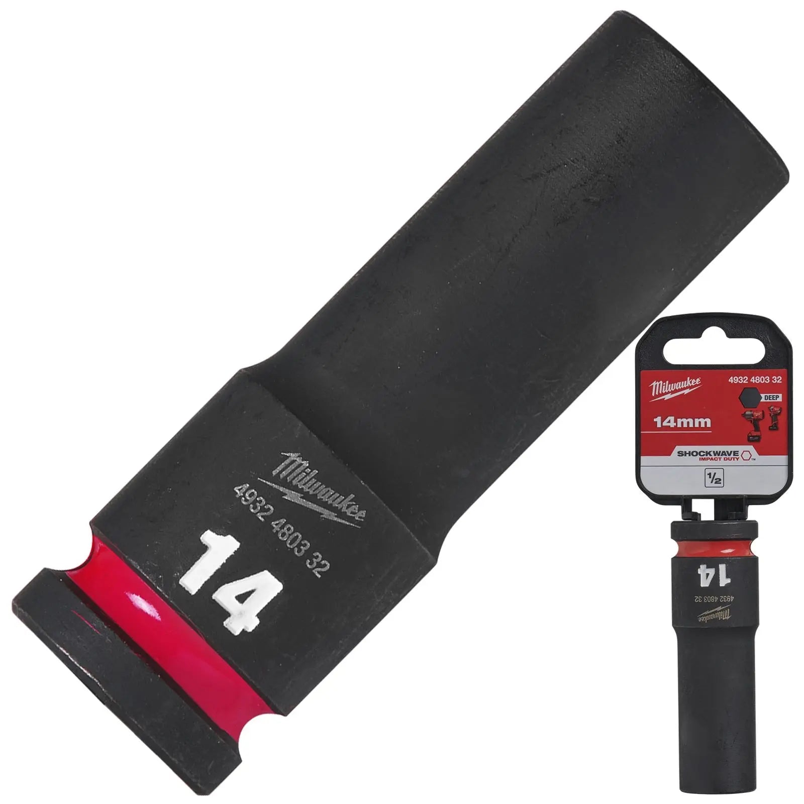 Milwaukee Impact Sockets Deep 1/2" Drive 8-36mm SHOCKWAVE Impact Duty