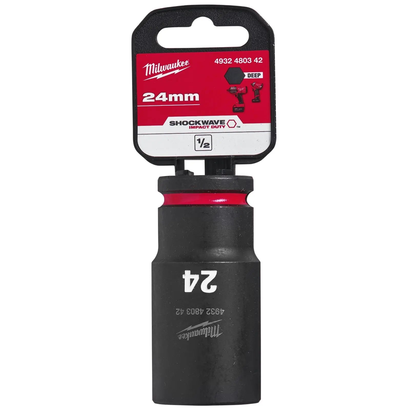 Milwaukee Impact Sockets Deep 1/2" Drive 8-36mm SHOCKWAVE Impact Duty