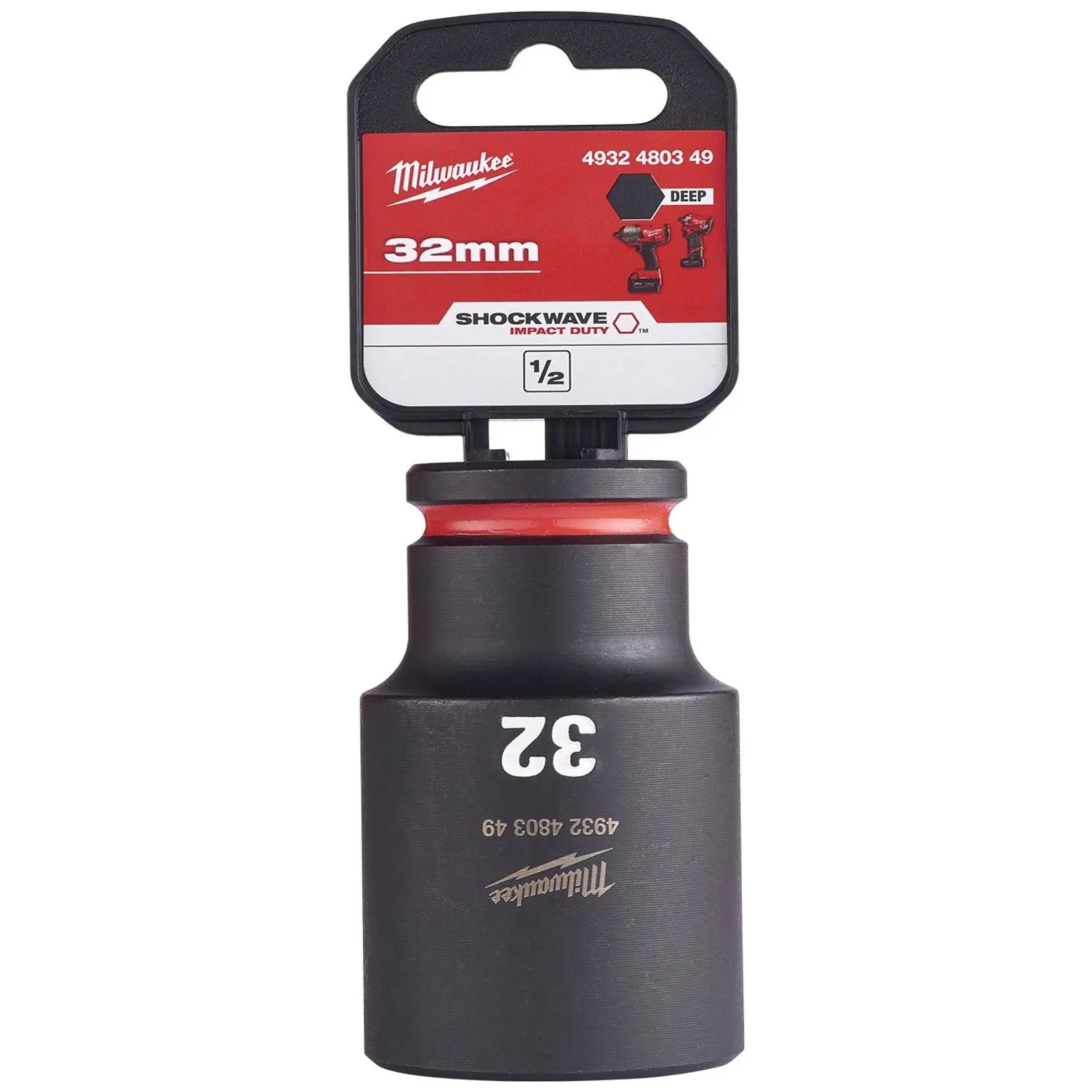 Milwaukee Impact Sockets Deep 1/2" Drive 8-36mm SHOCKWAVE Impact Duty