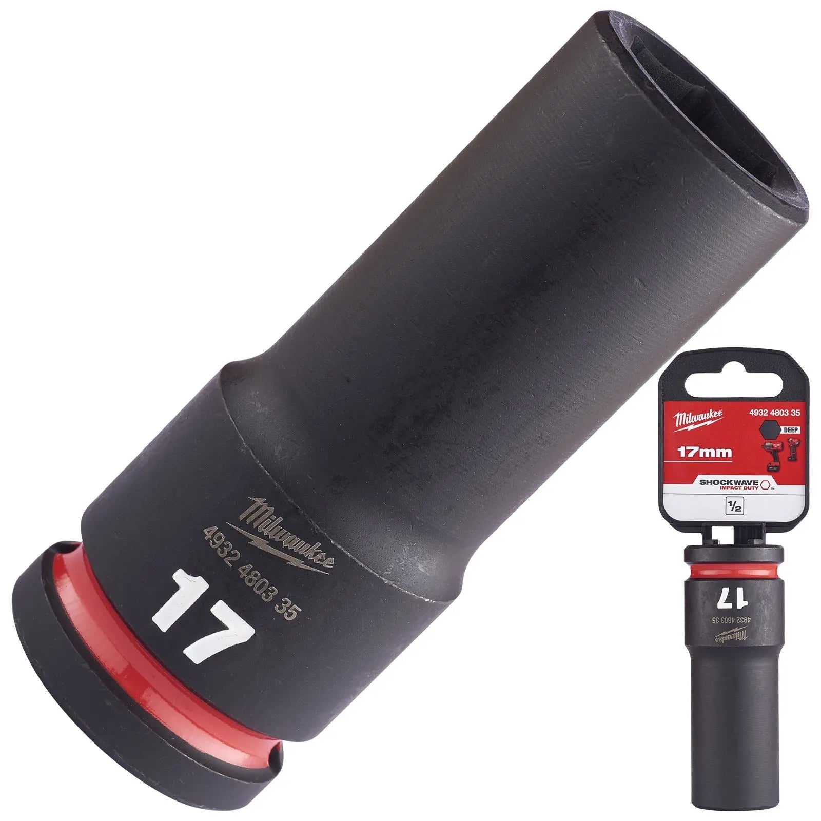 Milwaukee Impact Sockets Deep 1/2" Drive 8-36mm SHOCKWAVE Impact Duty