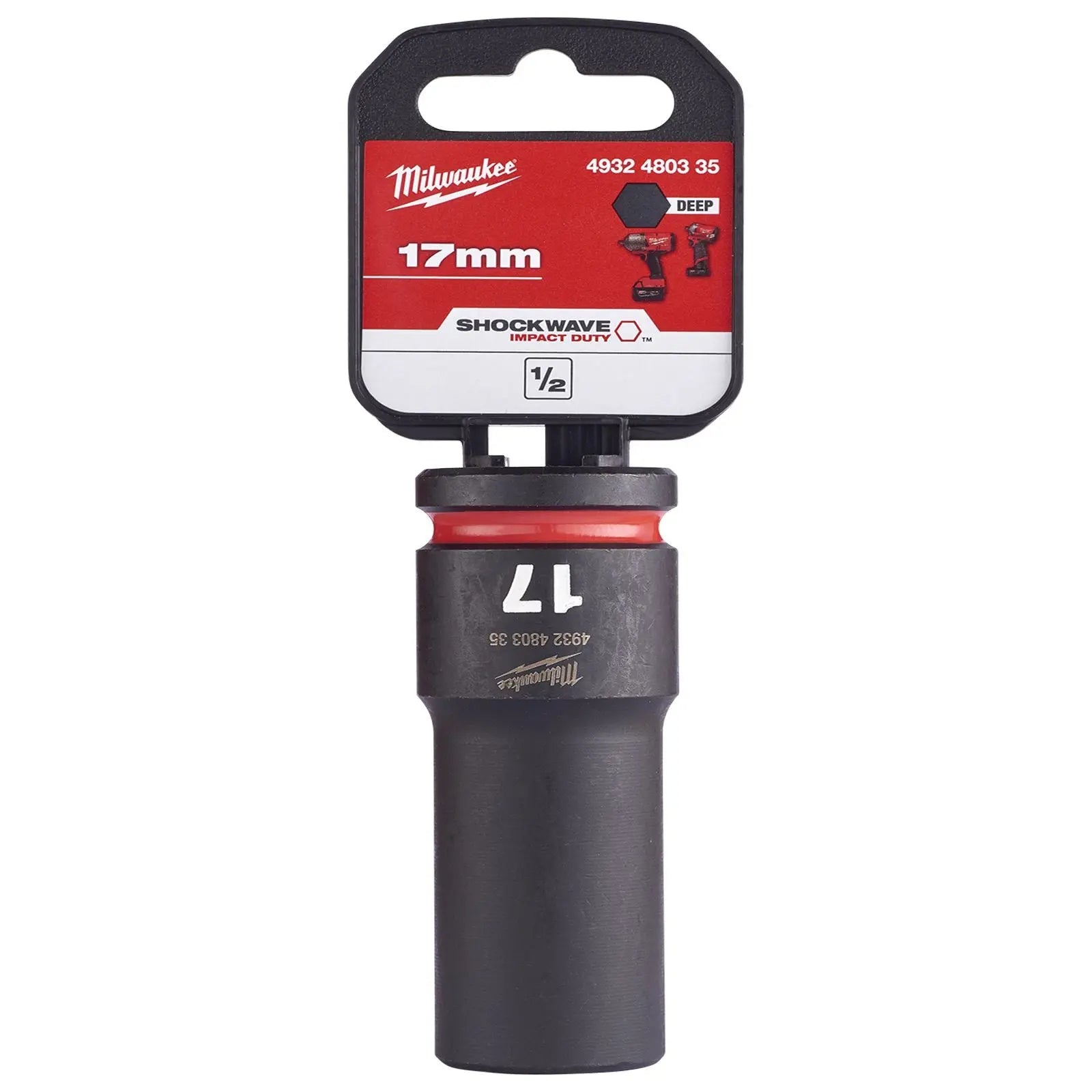 Milwaukee Impact Sockets Deep 1/2" Drive 8-36mm SHOCKWAVE Impact Duty