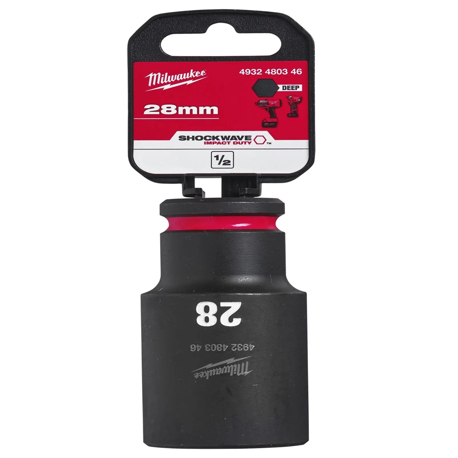 Milwaukee Impact Sockets Deep 1/2" Drive 8-36mm SHOCKWAVE Impact Duty