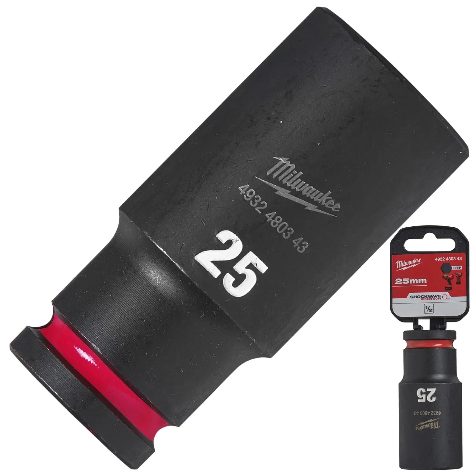 Milwaukee Impact Sockets Deep 1/2" Drive 8-36mm SHOCKWAVE Impact Duty