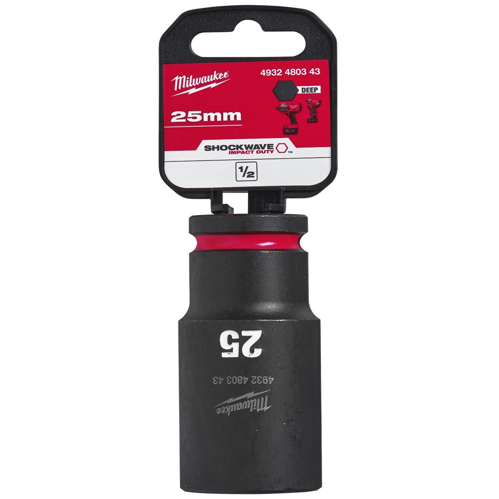 Milwaukee Impact Sockets Deep 1/2" Drive 8-36mm SHOCKWAVE Impact Duty