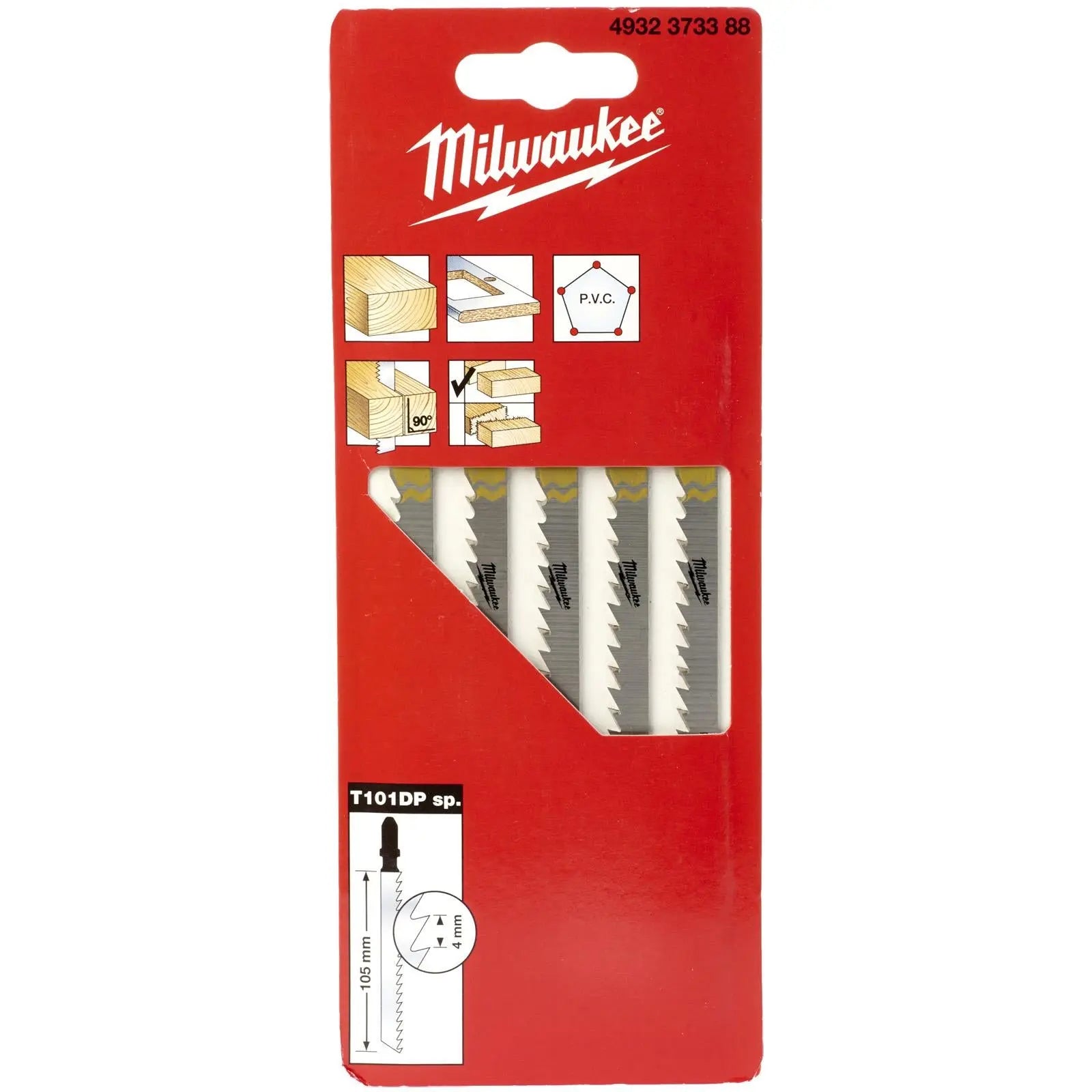 Milwaukee Jigsaw Blades Wood Plastic Precise Straight Cutting Kitchen Worktops 105mm x 4mm T101DP SP 5 Pieces White Rose Tools