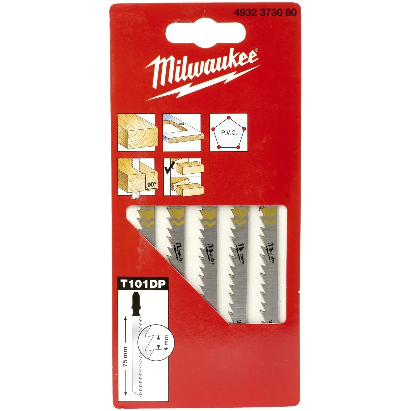 Milwaukee Jigsaw Blades Wood Plastic Precise Straight Cutting Kitchen Worktops 75mm x 4mm T101DP 5 Pieces White Rose Tools