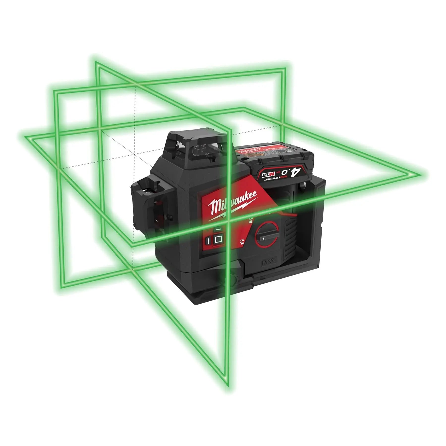 Milwaukee M12 12V 360° 3 Plane Laser Level in Kitbox Bare Unit M123PL-0C White Rose Tools