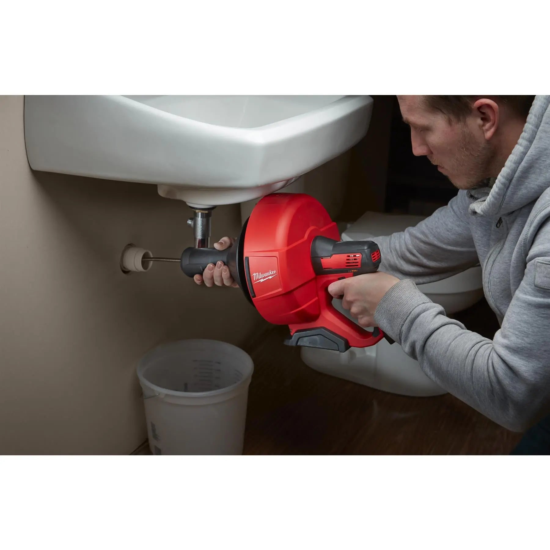 Milwaukee M12 12V Sub Compact Drain Cleaner With Spiral Diameter 6mm and Bucket Bare Unit M12BDC6-0C White Rose Tools