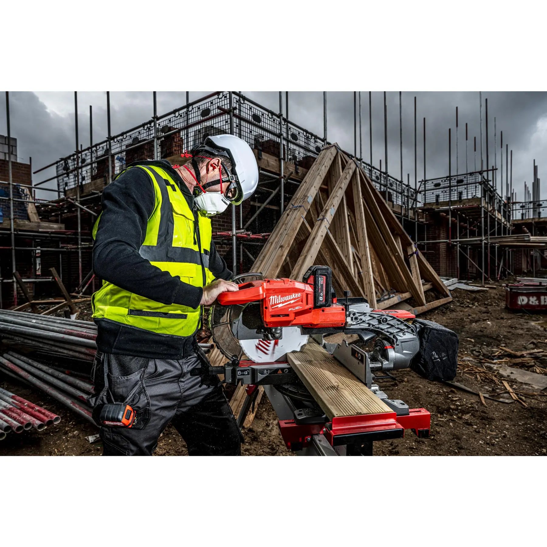 Milwaukee M18 18V FUEL 254mm Mitre Saw Cordless Chop Saw Bare Unit M18FMS254-0 White Rose Tools
