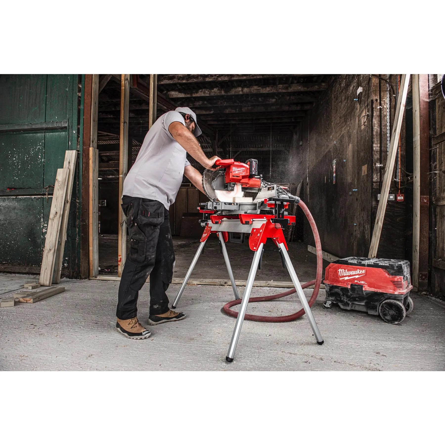 Milwaukee M18 18V FUEL 254mm Mitre Saw Cordless Chop Saw Bare Unit M18FMS254-0 White Rose Tools