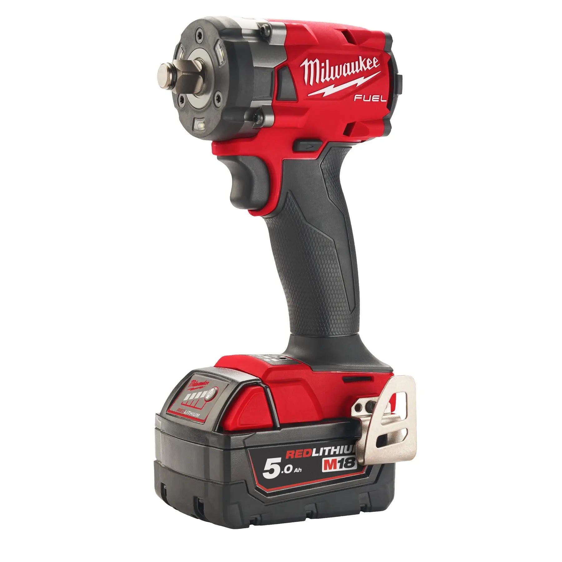 Milwaukee M18 Fuel 18V 1/2" Drive Cordless Compact Impact Wrench Friction Ring 2 x 5Ah Battery + Charger M18FIW2F12-502X White Rose Tools