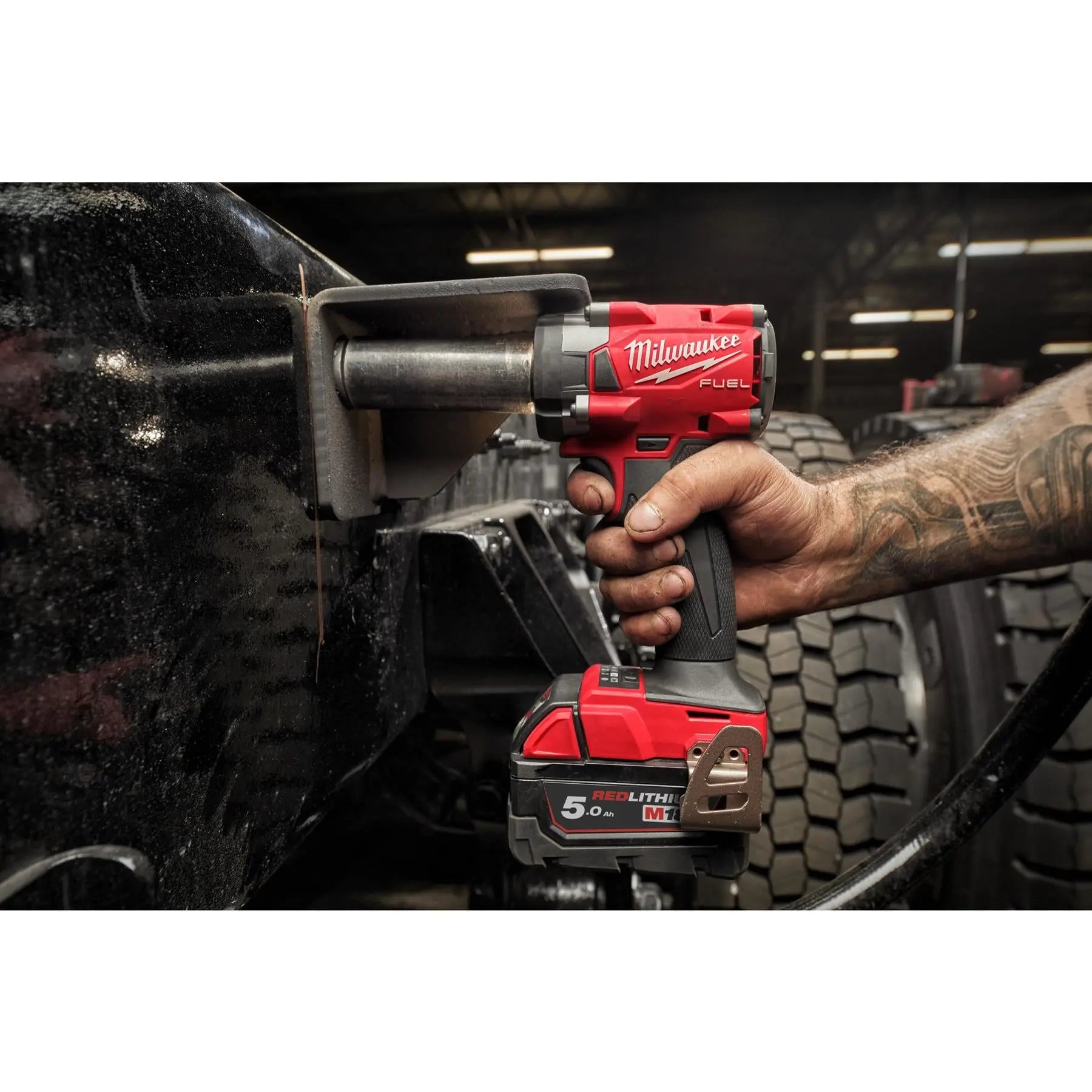 Milwaukee M18 Fuel 18V 1/2" Drive Cordless Compact Impact Wrench Friction Ring 2 x 5Ah Battery + Charger M18FIW2F12-502X White Rose Tools