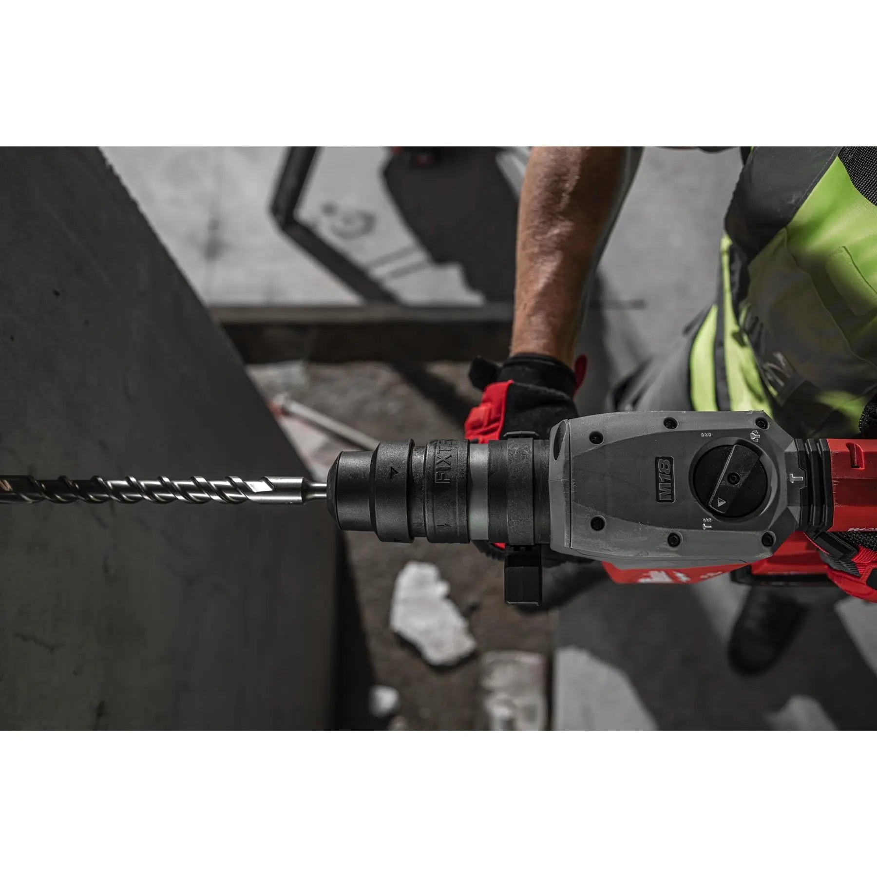 Milwaukee M18 Fuel 18V One-Key 4 Mode 32mm Cordless SDS Plus Hammer Drill Fixtec Chuck HD Box Bare Unit M18ONEFHPX-0X White Rose Tools