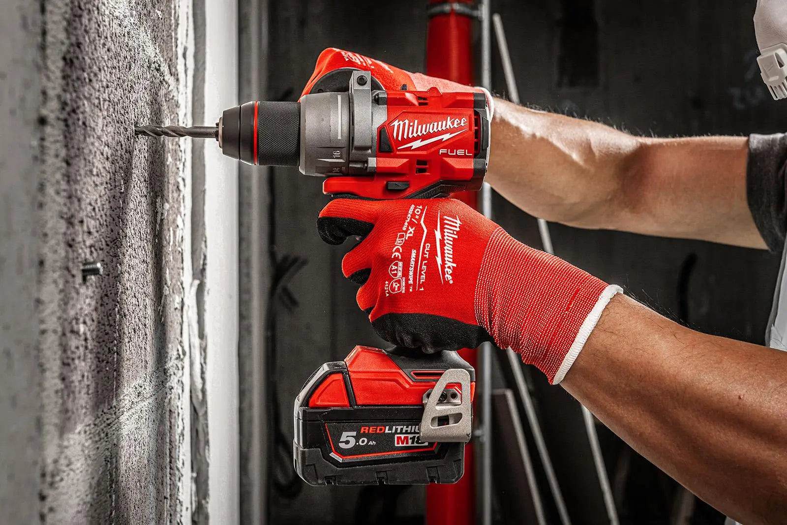Milwaukee M18 Fuel 18V Percussion Cordless Combi Drill 2 x 5Ah Batteries and Charger M18FPD3-502X White Rose Tools
