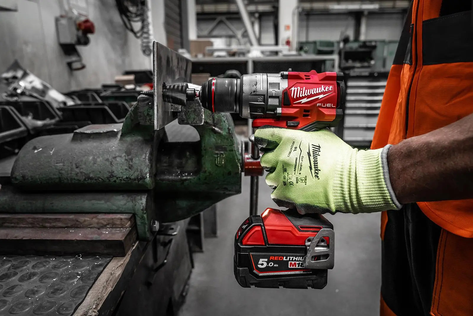 Milwaukee M18 Fuel 18V Percussion Cordless Combi Drill 2 x 5Ah Batteries and Charger M18FPD3-502X White Rose Tools