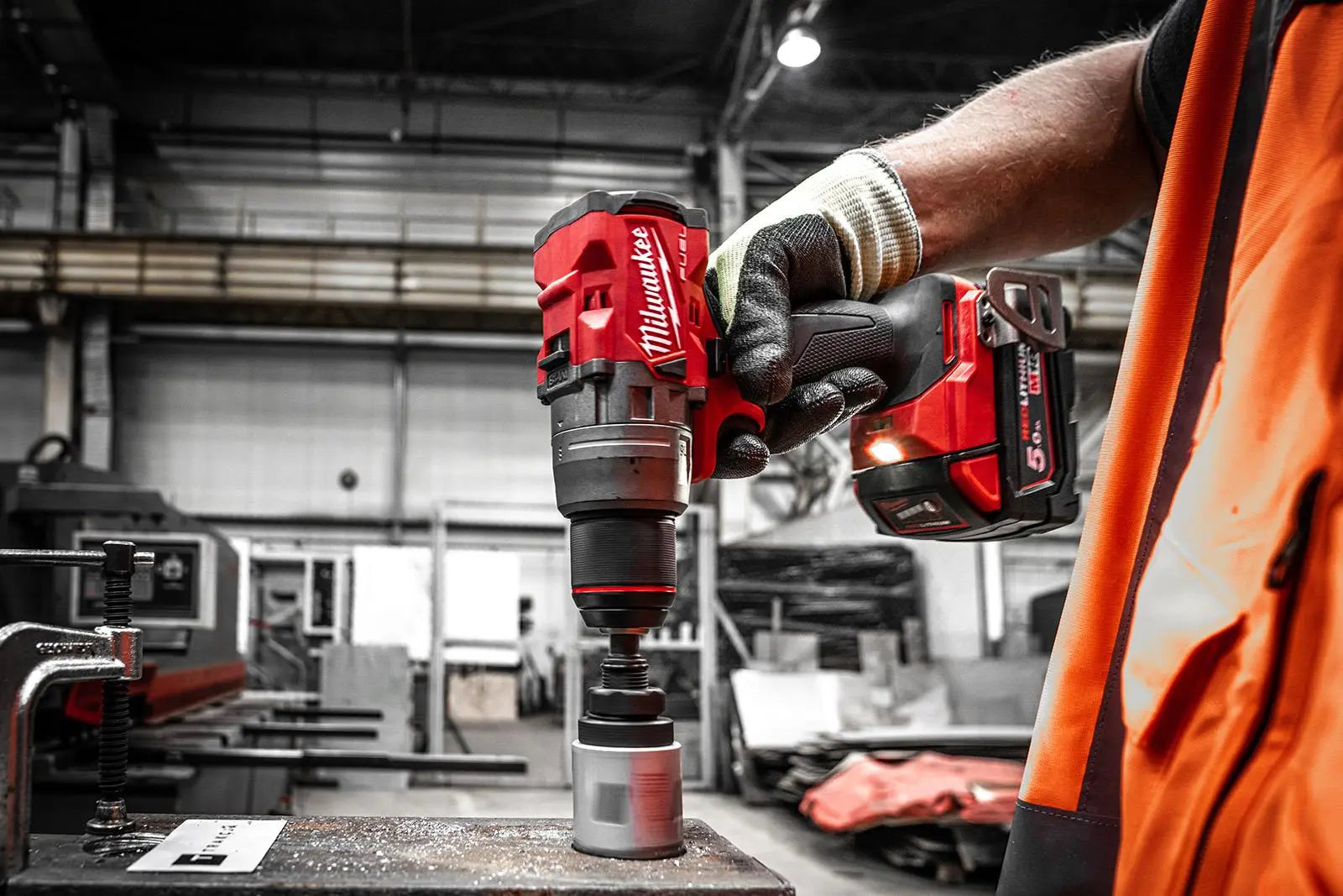Milwaukee M18 Fuel 18V Percussion Cordless Combi Drill 2 x 5Ah Batteries and Charger M18FPD3-502X White Rose Tools