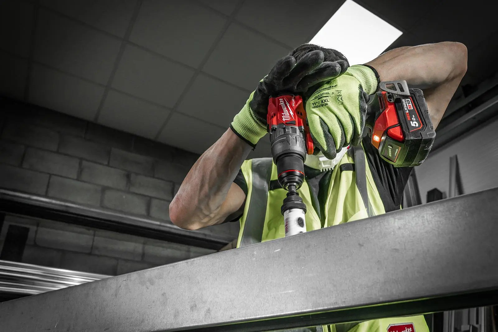 Milwaukee M18 Fuel 18V Percussion Cordless Combi Drill 2 x 5Ah Batteries and Charger M18FPD3-502X White Rose Tools