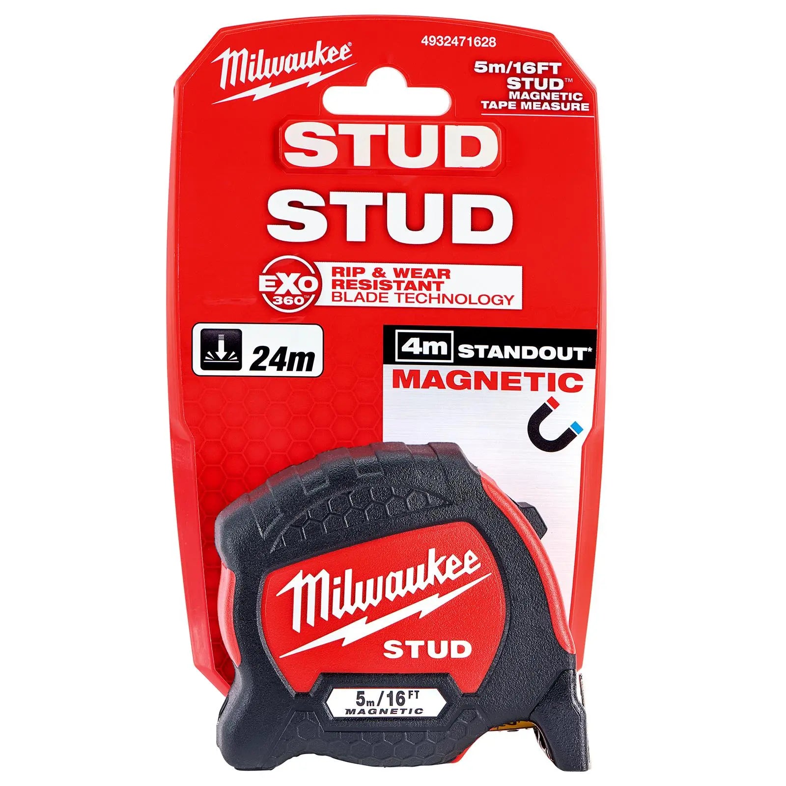 Milwaukee Magnetic Tape Measure 5m 16ft STUD Gen 2 Metric Imperial 33mm Blade Width