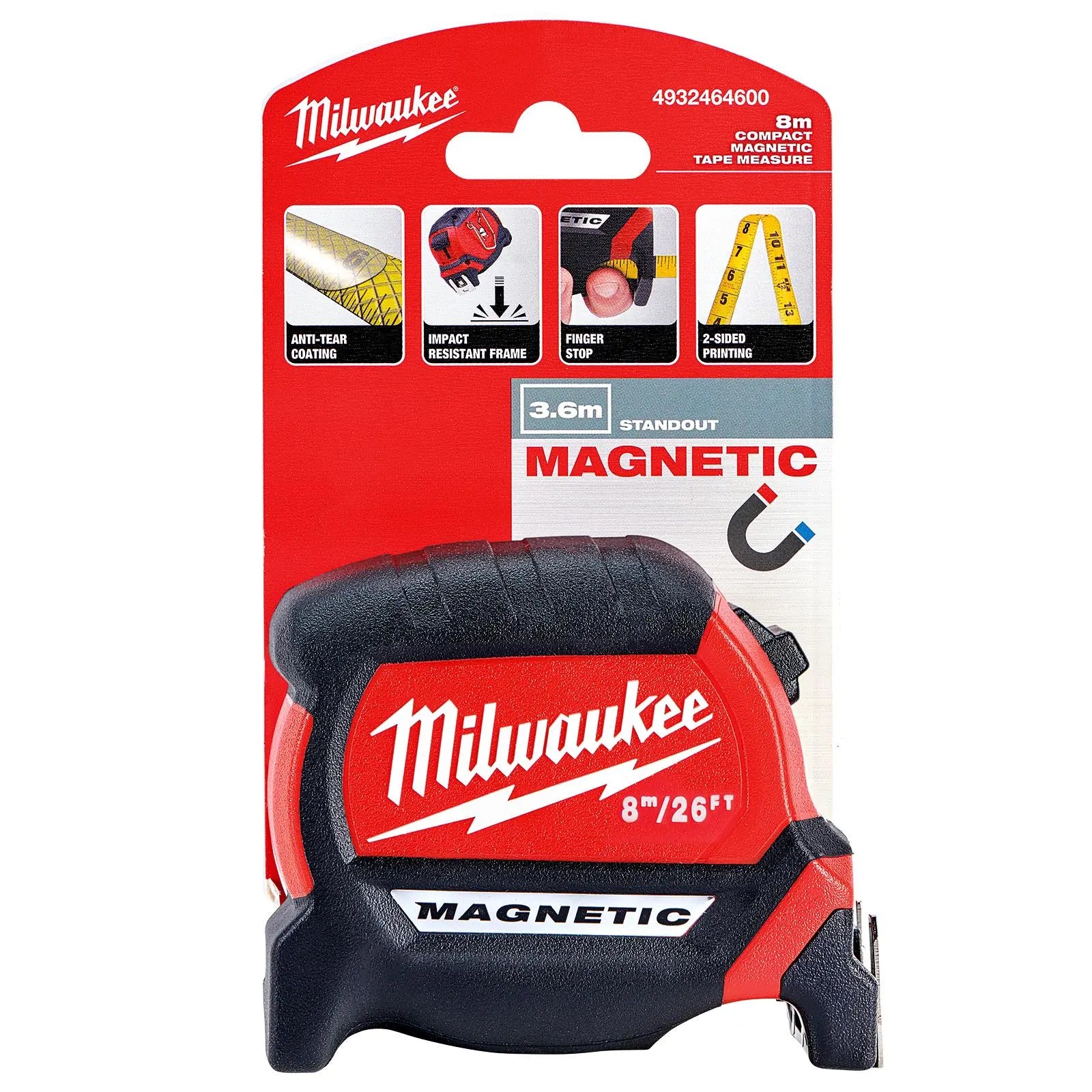 Milwaukee Magnetic Tape Measure Gen III 8m 26ft Metric Imperial 27mm Blade Width