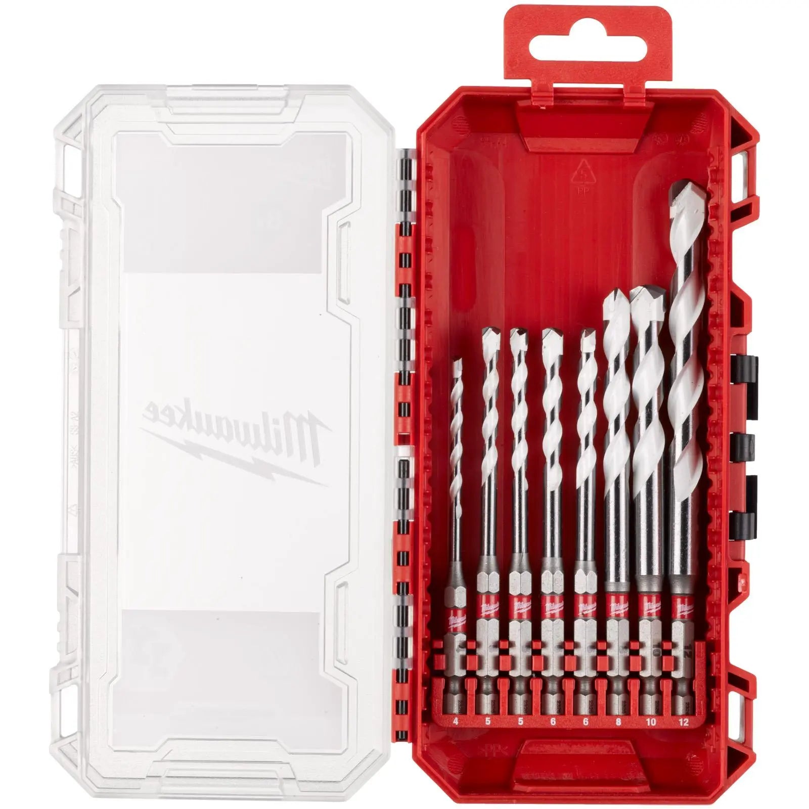 Milwaukee Multi Material Drill Bit Set Gen 2 PACKOUT Compatible Case 4-12mm 8 Pieces White Rose Tools